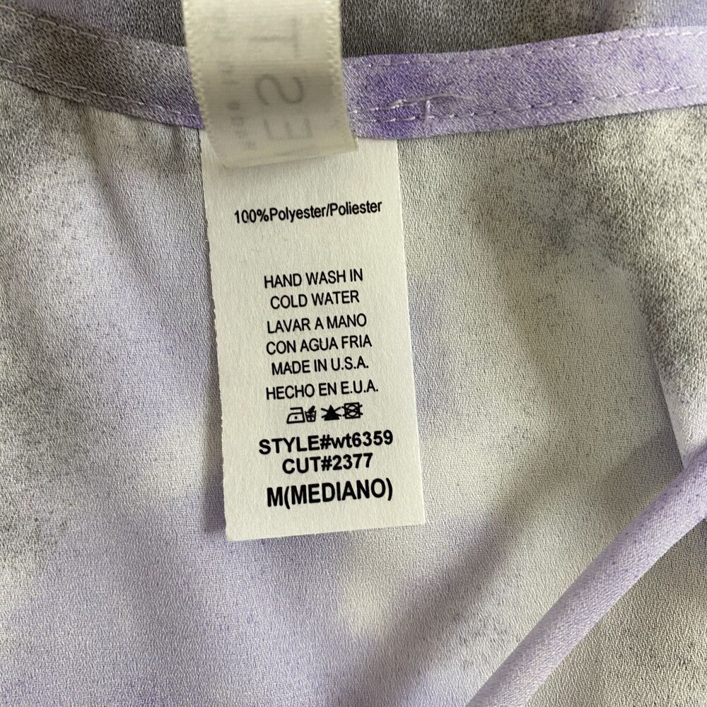 Women’s Lavender Tie Dye Puff Sleeve Top Open Back Bow Detail Size M - Picture 5 of 12